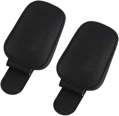 2 stuks brilhouders voor auto zonneklep leer zonnebrilhouder auto magnetische brilhouder auto accessoires interieur ticket kaartclip zonnebril houder auto auto accessoires zwart