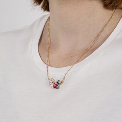 Stitch & Angel Enamel Heart Necklace