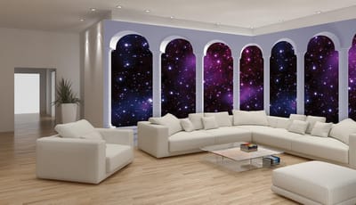 Fotobehang Vlies Nacht, Sterren | Paars | GROOT 624x219cm
