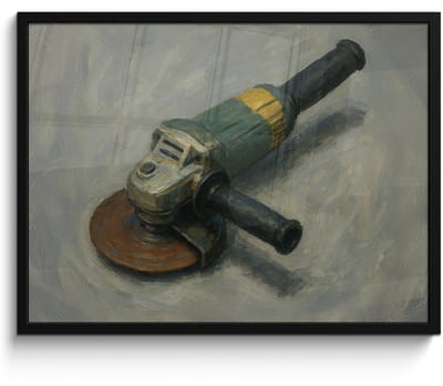 Poster in lijst - Fotolijst 70x50 cm - Posters - Haakse slijper - Schilderij - Gereedschap - Posterlijst zwart - Decoratie - Wanddecoratie woonkamer - Muurdecoratie slaapkamer