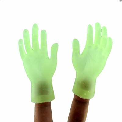 2 PCS Jouet de Doigt Lumineux Amusant Gants Mini Créatifs Nouveauté Jouets pour Enfants Compacts Cadeaux pour la Main idéal pour Adulte S beige