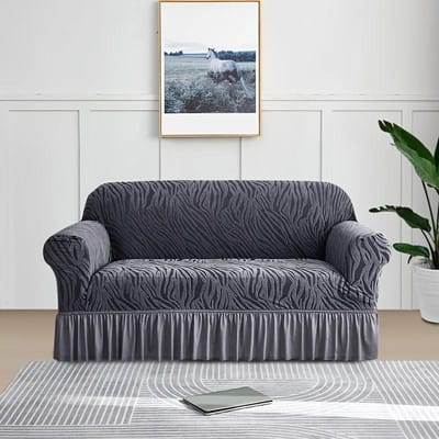 Set van 1 stuk: stretch bankrok met zeegolfmotief, antislip, volledige hoes, stofhoes voor slaapkamer, woonkamer en huisdecoratie voor 2/3/4 personen Loveseat gray