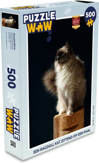 Puzzel Een Ragdoll kat zittend op een paal - Legpuzzel - Puzzel 500 stukjes