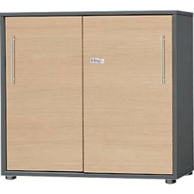Schäfer Shop Select Start Off schuifdeurkast, 2 OH, afsluitbaar, B 800 x D 420 x H 788 mm, hout, grafiet/mapulier