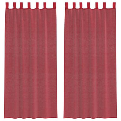 vidaXL - Gordijnen - voile - met - roedezakken - 2 - st - wijnrood