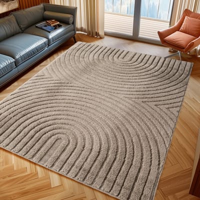 Japandi ART - Scandinavisch Vloerkleed - Laagpolig Effen - Beige- 80x150 CM