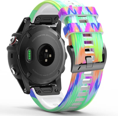 Stravo Siliconen Sportbandje met Patroon – QuickFit 22mm Garmin Horlogeband – Geschikt voor Garmin Fenix 6 (Pro) / Fenix 7 (Solar) / Epix Gen 2 / Pro 47mm / Forerunner 745 - 935 - 945 - 955 - 965 - 970 / Quatix 7 - 8 / Fenix 8 (Pro/E) - Blauw