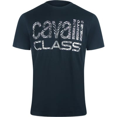 Cavalli Class Opvallend Zebraprint Marineblauw T-shirt