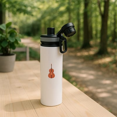 Hacebo® - Violen waterfles met draaidop grijs - Viool - Violisten - Muzikant - snaarinstrument - cello - water fles - 850ML