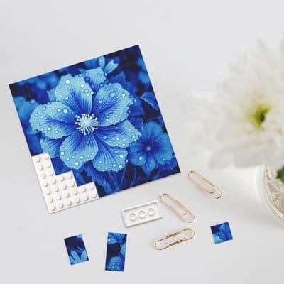 Bouwsteen Puzzel - Blok Puzzel - Home Decoratie - Dubbelzijdig Ontwerp - Mini Blokjes - Blauw