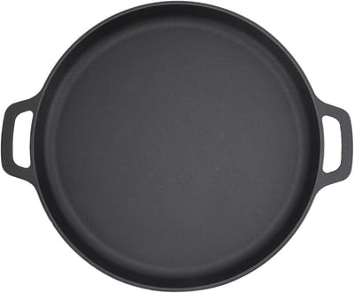 Pannenkoekenpan Gietijzer - Platte Bakpan Koekenpan - Pannenkoeken Bakken - Gecoate Gietijzeren Pan - 35 cm - Zwart