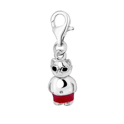 Quiges – 925 - Zilver – Charm - Bedel - Hanger - 3D Coole Kat - met – sterling - zilver - karabijnslot - geschikt - voor - Bedelarmband HC303