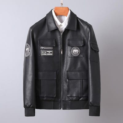 Leren Jas Heren Koreaanse Versie Trendy Slim Fit Knap Reverskraag Lente en Herfst Leren Jas 5XL