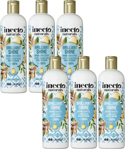 Inecto Naturals - 3 x Argan Shampoo + 3 x Argan Conditioner - 6 x 500 ml - 6 Pak - Voordeelverpakking