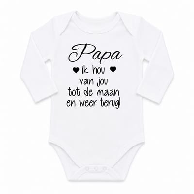 Baby Rompertje tekst cadeau eerste vaderdag Papa ik hou van jou tot de maan en weer terug | Lange mouw | wit met zwart | maat 98-104 | mooiste cadeautje kind liefste lief beste held superman leukste mijn is de allerbeste best allerliefste
