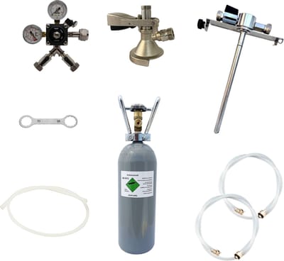 Accessoirepakket voor biertap 2-kraans - met Fustkoppeling Type A, 5L Adapter en CO2-fles 2 kg
