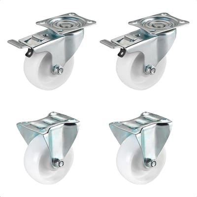 Transportwielen Profi set van 4 - diameter Ø 75 mm - aanschroefbare plaat ca. 60 x 42 cm - bokwielen - zwenkwielen met rem - rollager - max. belasting 60 kg/wiel - 04007505