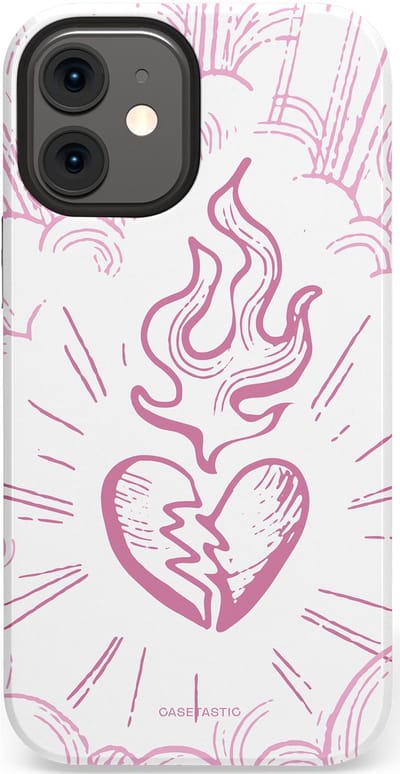 Casetastic Hoesje Geschikt voor Apple iPhone 12 Mini - Stijlvolle Beschermende Duo-layer Case - Roze Liefdesvlam