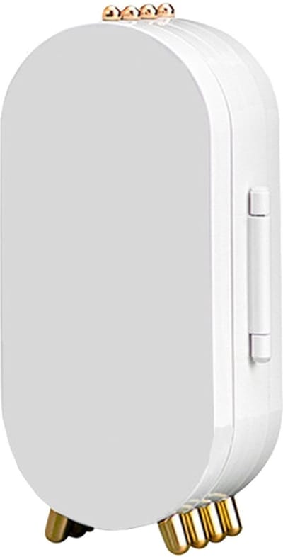 Edmondo Compacte Sieradenhouder met Spiegel - Sieraden Display Organizer - Oorbellen Standaard - Oorbellenrekje - Ketting Houder - Sieradendoosje - Wit met goudkleurige pootjes