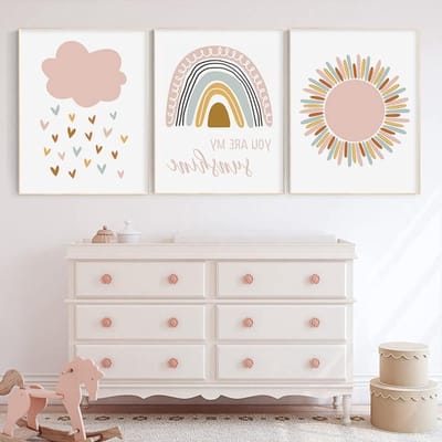 Allecto plus - Regenboog kinderkamer muurkunst decoratie voor jongens en meisjes - Canvas schilderij - Niet ingelijste muurfoto's - Poster prints - Thuis woonkamer slaapkamer - Kinderkamer - Meerdere maten