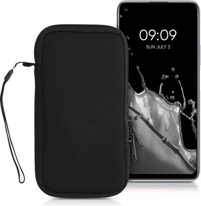 kwmobile telefoontasje universeel geschikt voor XL - 6,7/6,8" smartphones - 17,2 x 8,4 cm - Hoesje met rits en polslusje -In zwart -