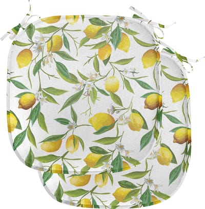 New Bed Natuur Citroen houtachtig romantisch Stoelkussen Set van 2, Anti-Slip Zitting Pad, 40 cm x 40 cm
