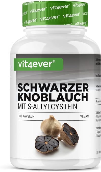 Vit4ever - Zwarte knoflook 15:1 extract - 180 capsules met 750 mg - Premium: met S-Allylcysteïne (SAC) - gefermenteerd - geurloos - laboratoriumgetest - hoge dosering - veganistisch - premium kwaliteit
