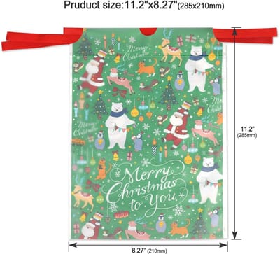 Dailygoods- Cadeauzakjes 24 stuks - Kerstzakjes - Snoepzakjes - Feestzakjes - Koekjeszakjes - 24 x 17 cm - Met trekkoord