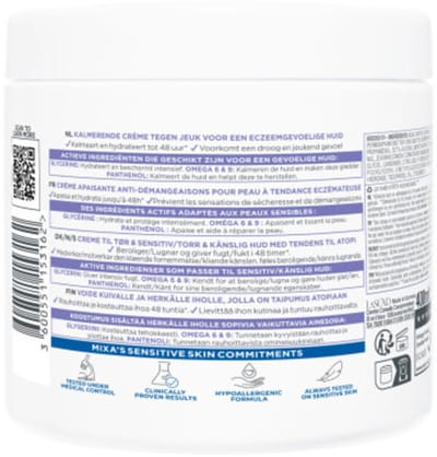 Mixa Panthenol Comfort Kalmerende Crème – Eczeemgevoelige huid - Gezicht, Lichaam en Handen - 400 ml - 6 Stuks