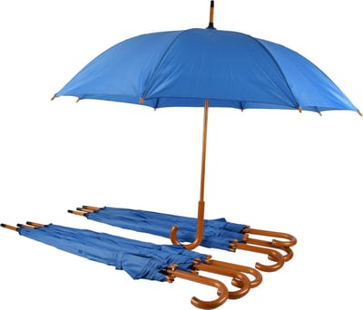 Paraplu 7 stuks - Set van 7 Automatische Sky Blauwe Paraplu's voor Volwassenen - Windproof en Waterdicht – 102cm Diameter met Houten Handvat