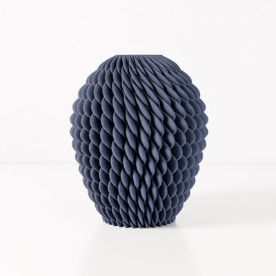 Fleuriek vaas CHLOE - Blauw H30 cm - Ronde designvaas met bijzonder reliëf - Unieke vaas voor een modern interieur - Bolvaas voor tafel of dressoir