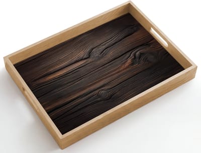 Dienblad hout 50x35 cm - Schootdienblad - Hout - Grillige nerven - Borrelplank rechthoek - Plateau dienbladen