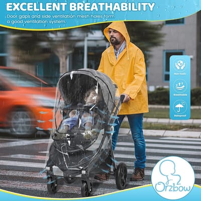 Ademende Regenhoes voor Kinderwagen - Universele, Waterdichte en Opvouwbare Bescherming met Raam