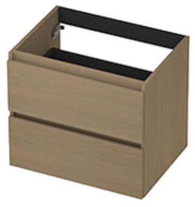 INK - Onderkast 2 Laden Greeploos met Houten Keerlijst - 600x450x520 Mm - Olijf Eiken