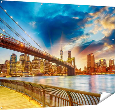 Gards Tuinposter New York Brooklyn Brug - 150x120 cm - Tuindoek - Tuindecoratie - Wanddecoratie buiten - Tuinschilderij