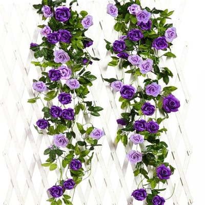 Dailygoods- Kunstrozenslinger 240 cm - 2 Stuks - Kunstbloemen voor Binnen/Buiten - Bruiloft Decoratie - Muurdecoratie - 13 Bloemkoppen
