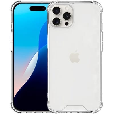 ShieldCase Shock case geschikt voor de Apple iPhone 16 Pro Max hoesje - Schokbestendig telefoonhoesje - Transparante backcover met valbescherming - Transparant telefoonhoesje met extra verstevigde randen (transparant)