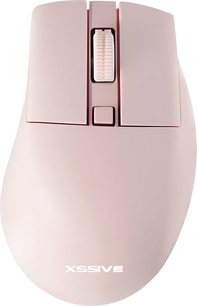 Xssive MS4 Stille Draadloze Muis voor Laptop, Tablet, Telefoon, PC - Bluetooth + Draadloos 2.4G Dongle - Ergonomisch - Roze