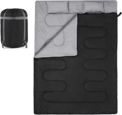 Slaapzak 2 personen - Kampeerzak - Outdoor avonturen - Comfort het hele jaar - 150 x 220 cm - Zwart