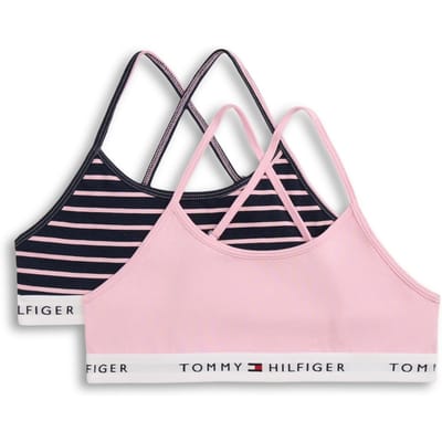 Tommy Hilfiger Girls 2-pack Strappy Bralett Bonita Pink/breton Stripe Taglia: 10-12 | Biancheria Intima Outlet | kids | Rosa