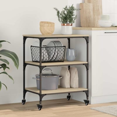 vidaXL - Keuken - Trolley - Sonoma - Eik - 60 - x - 41 - x - 76 - cm - Bewerkt - hout
