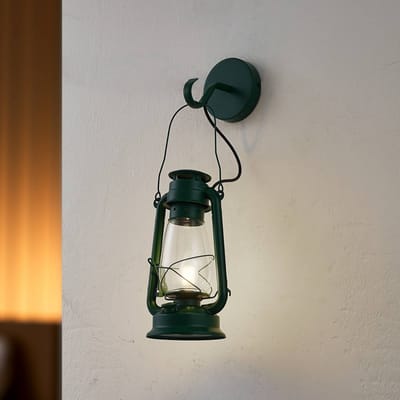 Lindby - wandlamp - 1licht - Metaal, glas - H: 53 cm - E14 - groen, transparant