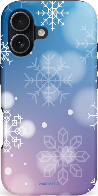 Casetastic hoesje geschikt voor Apple iPhone 17 - MagSafe - Dubbellaagse bescherming - Winterse Sneeuwvlokken - Fashion Case - Lichtblauw Lavendel Lichtgrijs Lichtroze