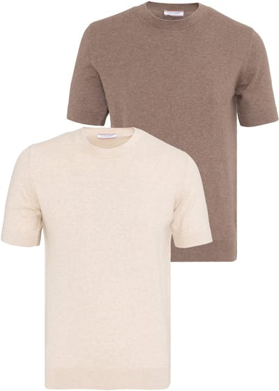 Felix Hardy Tshirt 100% Katoen - 2 Pack Heren Beige-Bruin - 2Xl
