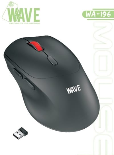 Wave | Draadloze Muis | Muis op Batterijen | 2.4G Draadloos | Draadloze USB Dongle | 800 - 1200 - 1600 DPI | Windows & MacOS | Zwart