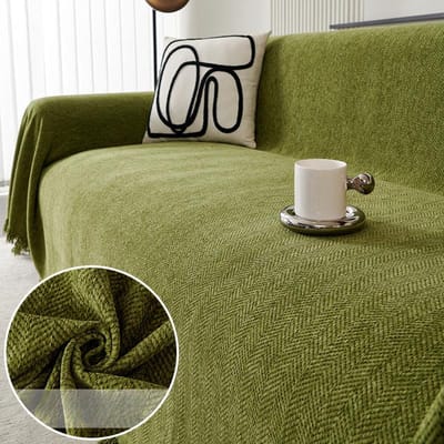 Visgraat Chenille Vier Seizoenen Universele Bank Handdoek Hoes Doek Hoogwaardig Bankkussen Volledig Bedekt Universele Hoes Deken 90*90 beige