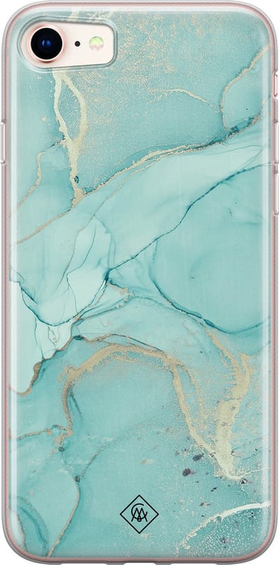 Casimoda® hoesje - Geschikt voor iPhone 8 - Marmer mint groen - Siliconen/TPU telefoonhoesje - Backcover - Marmer - Mint