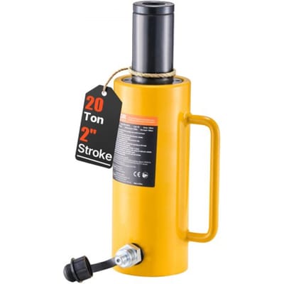 VEVOR hydraulische cilinderkrik Capaciteit 20T Hydraulische cilinder 100 mm slag Enkelwerkend Draagbaar Geel, hydraulische krik 44.000 lbs Holle plunjerkrik Hydraulische fles 9 kg voor riggers Fabrikanten