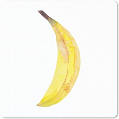 Muismat 20x20 cm - Mousepad Banaan - Aquarel - Wit - Muismatten