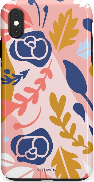 Casetastic Hoesje Geschikt voor Apple iPhone Xs Max - Stijlvolle Beschermende Duo-layer Case - Roze Bladeren